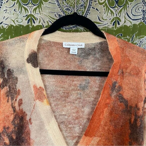 Coldwater Creek Painted Autumn Wool Blend Cardigan Size Small - Picture 2 of 13